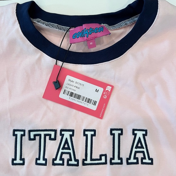 Edikted Pink Italia Long Sleeve Tee - Picture 2 of 4
